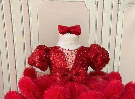 Fluffy Sequin And Beaded Birthday Party Dress
