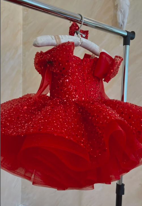 Fluffy Sequin And Beaded Birthday Party Dress