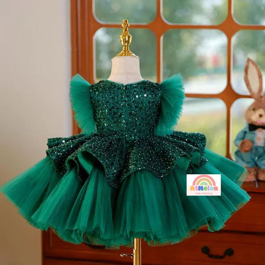 Fluffy Sequin And Beaded Birthday Party Dress