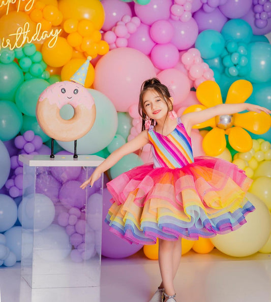 Multicolored Unicorn Styled Birthday Party Dress