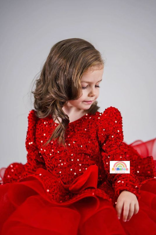 Fluffy Sequin And Beaded Birthday Party Dress