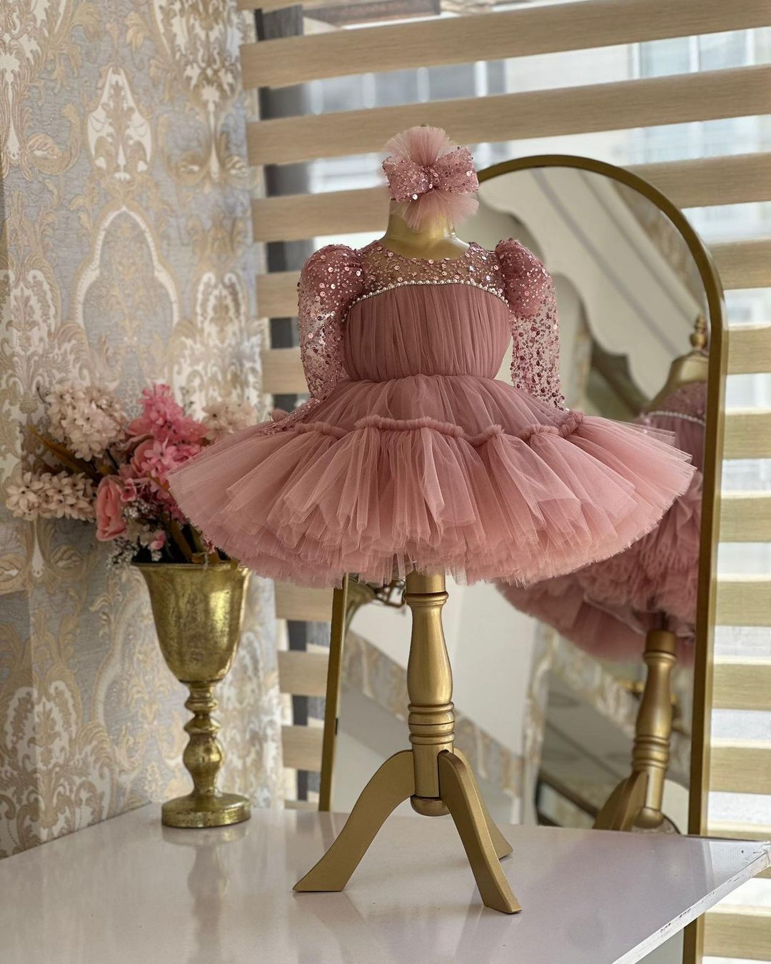 Fluffy Sequin And Beaded Birthday Party Dress