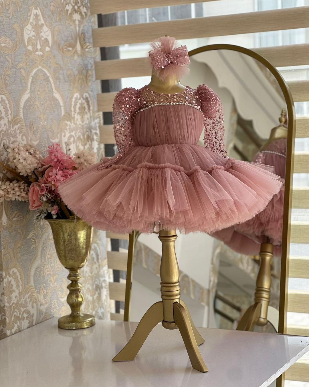 Fluffy Sequin And Beaded Birthday Party Dress