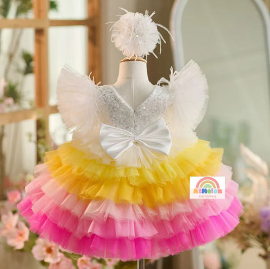 Fluffy Sequin And Beaded Birthday Party Dress