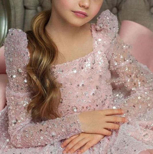 Fluffy Sequin And Beaded Birthday Party Dress