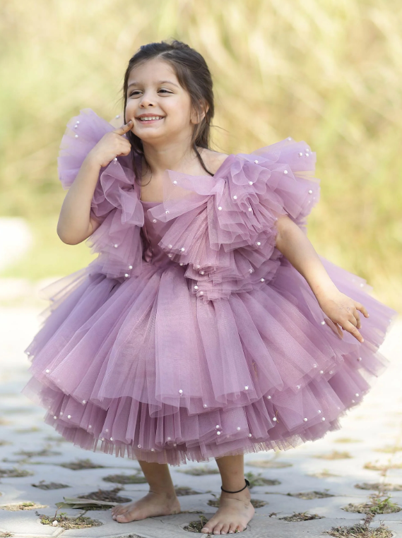 Birthday Party Dress With Puff Shoulders