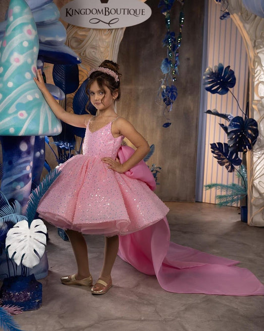 Beautiful Party Dress With Bow Trail