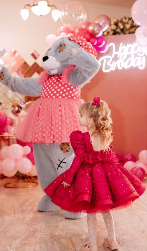 Fluffy Sequin And Beaded Birthday Party Dress