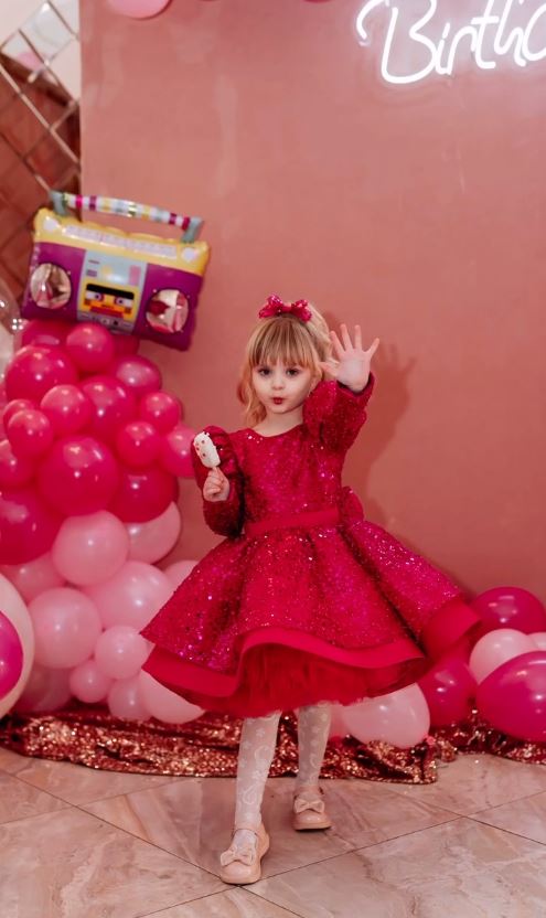 Fluffy Sequin And Beaded Birthday Party Dress
