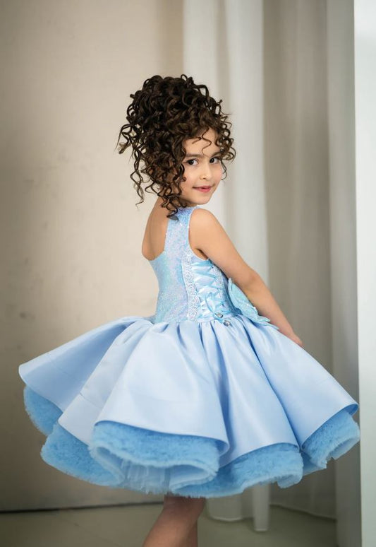 Fluffy Elsa Themed Birthday Party Dress
