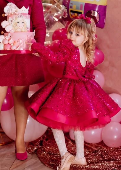 Fluffy Sequin And Beaded Birthday Party Dress