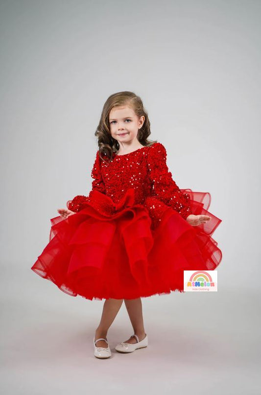 Fluffy Sequin And Beaded Birthday Party Dress