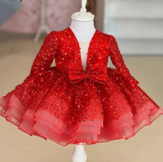 Fluffy Sequin And Beaded Birthday Party Dress