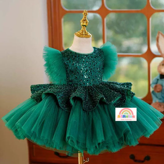 Fluffy Sequin And Beaded Birthday Party Dress