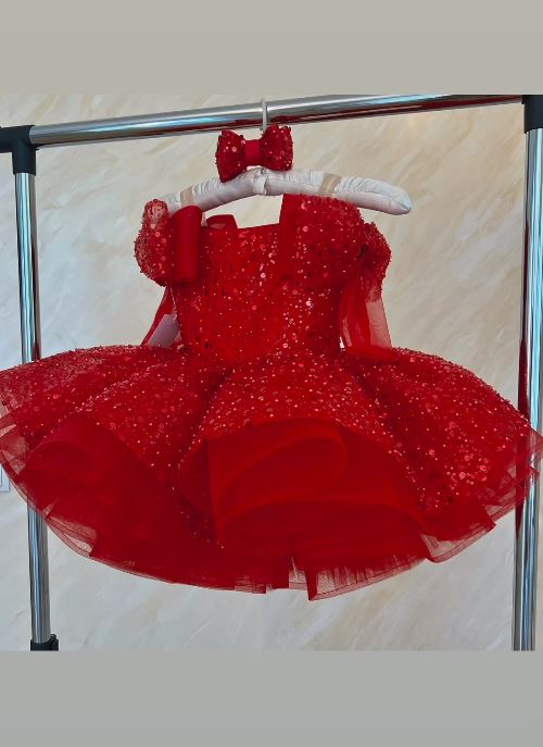 Fluffy Sequin And Beaded Birthday Party Dress