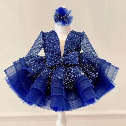 Fluffy Sequin And Beaded Birthday Party Dress