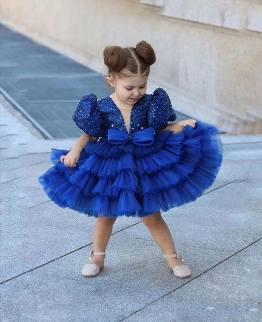Fluffy Sequin And Beaded Birthday Party Dress