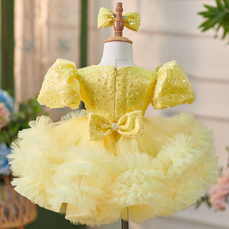 Fluffy Sequin And Beaded Birthday Party Dress