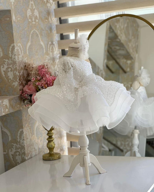 Fluffy Sequin And Beaded Birthday Party Dress