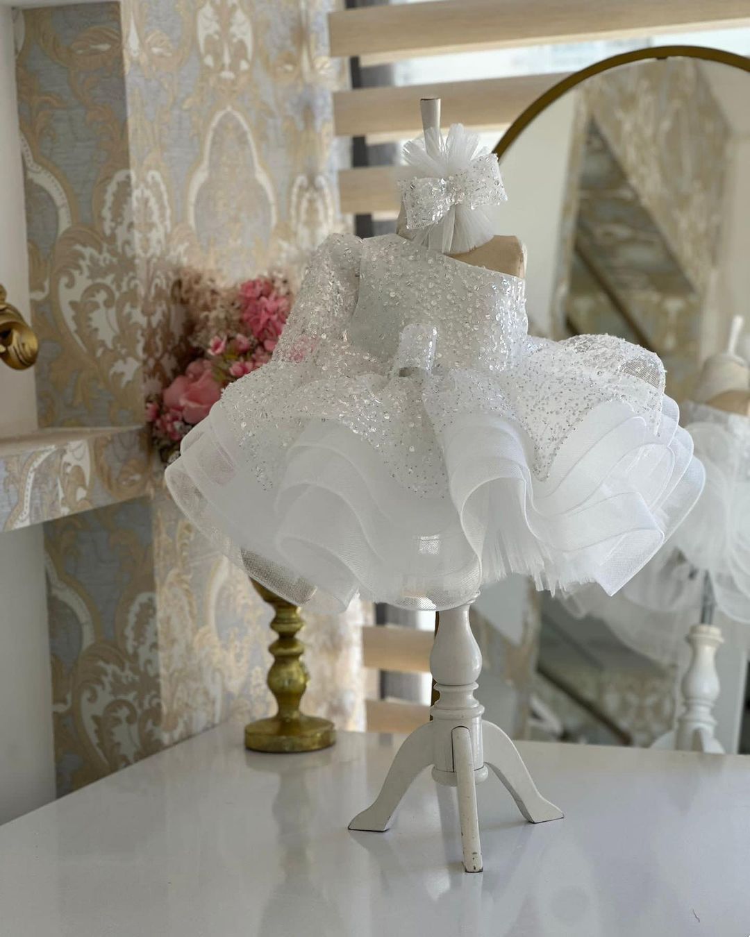 Fluffy Sequin And Beaded Birthday Party Dress