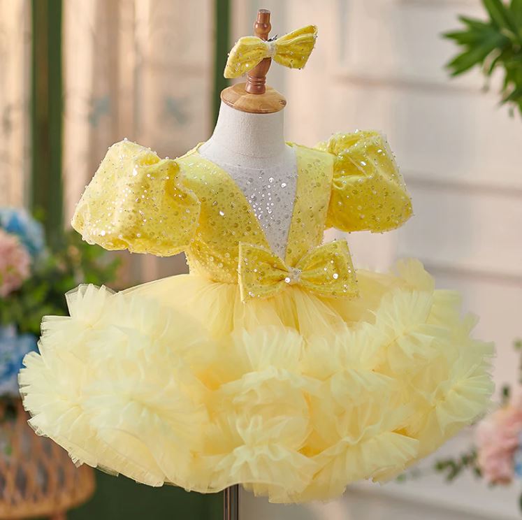 Fluffy Sequin And Beaded Birthday Party Dress