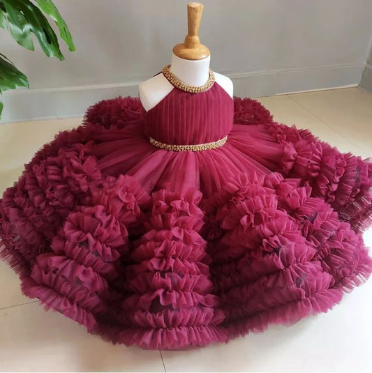 Fluffy Birthday Party Dress With Trail