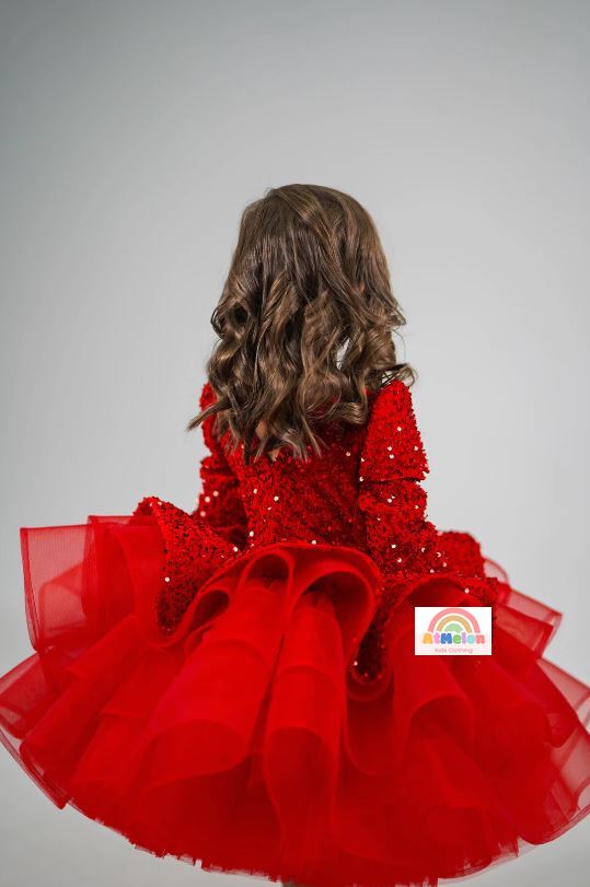 Fluffy Sequin And Beaded Birthday Party Dress