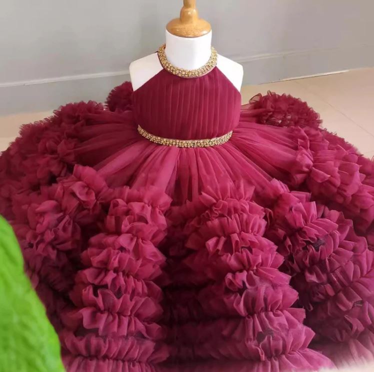 Fluffy Birthday Party Dress With Trail