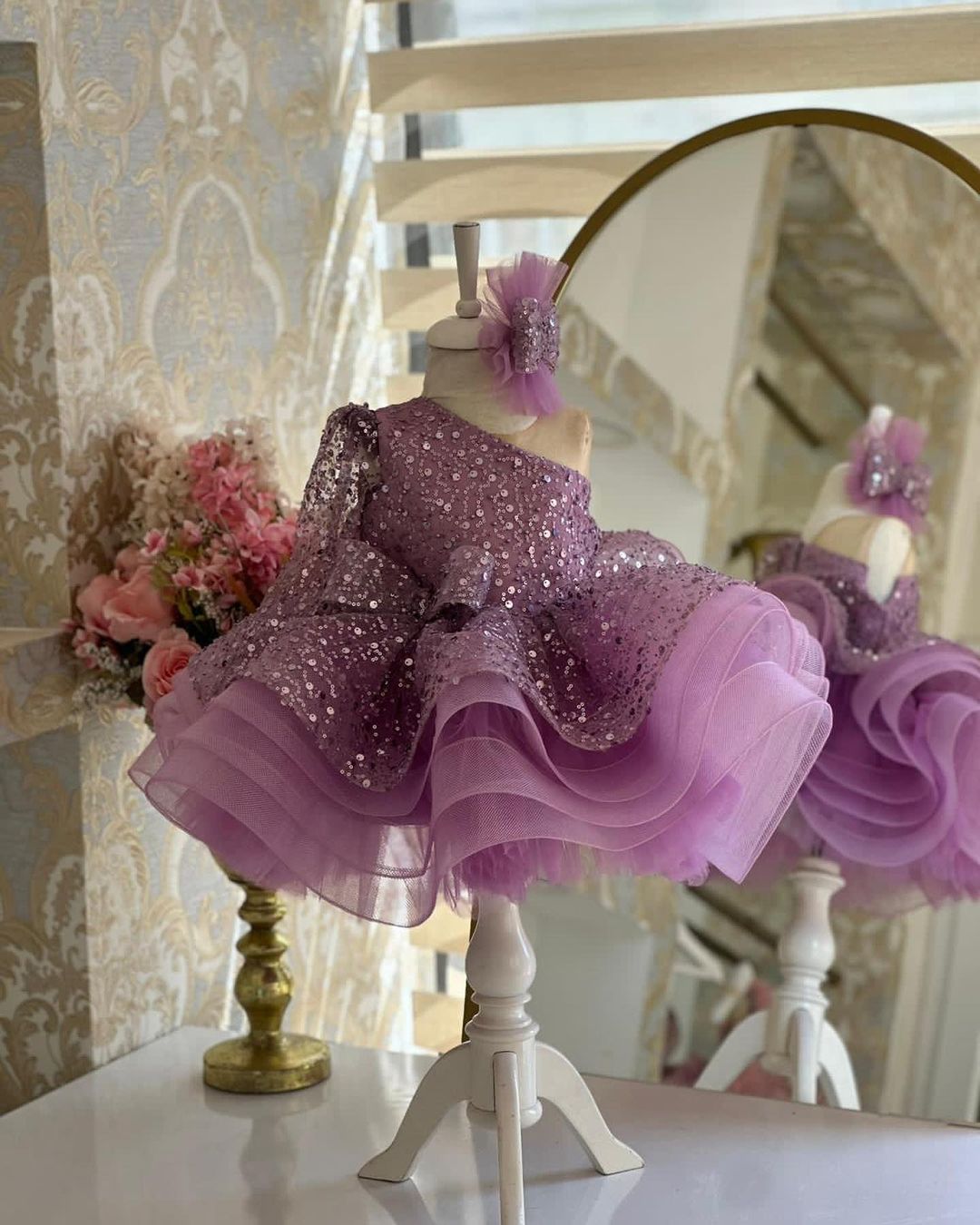 Fluffy Sequin And Beaded Birthday Party Dress