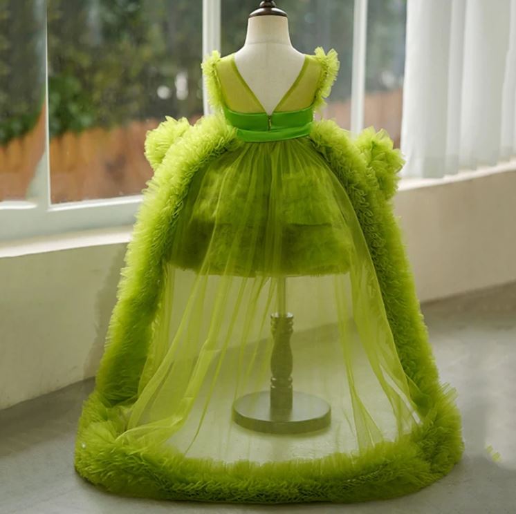 Fluffy Beaded Birthday Party Dress With Trail