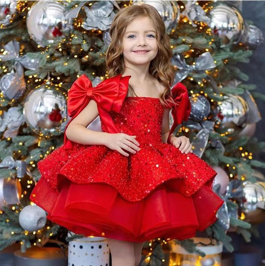 Fluffy Sequin And Beaded Birthday Party Dress