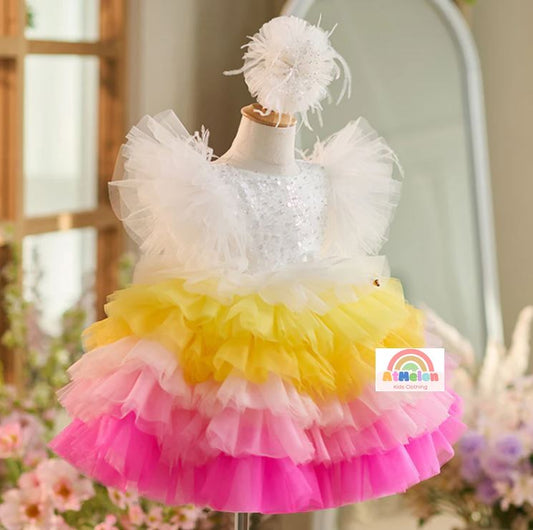 Fluffy Sequin And Beaded Birthday Party Dress