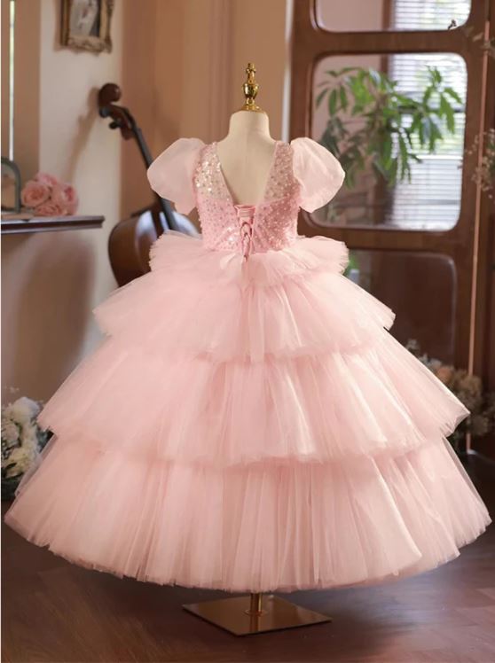 Fluffy Beaded Sequin Birthday Party Gown Dress