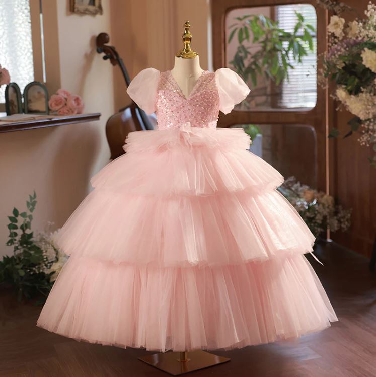 Fluffy Beaded Sequin Birthday Party Gown Dress