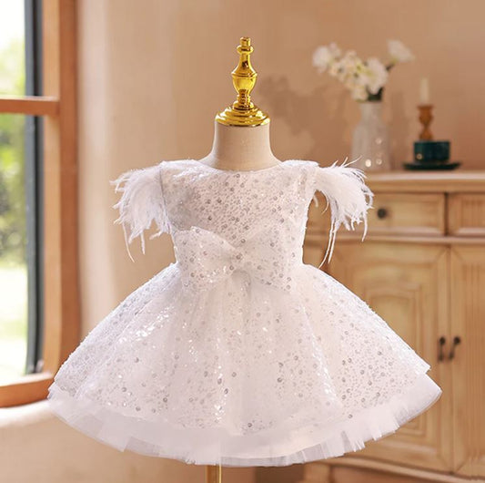 Fluffy Sequin And Beaded Birthday Party Dress