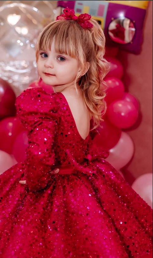 Fluffy Sequin And Beaded Birthday Party Dress