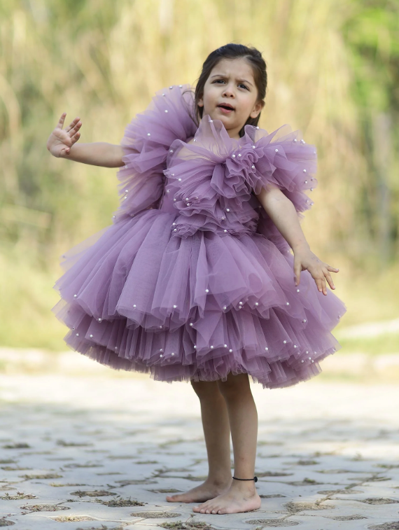 Birthday Party Dress With Puff Shoulders